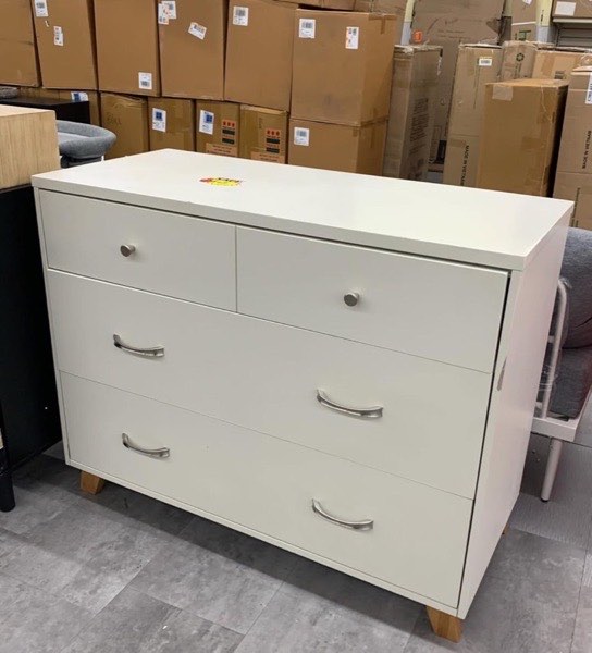 Four-drawer dresser on the showroom floor